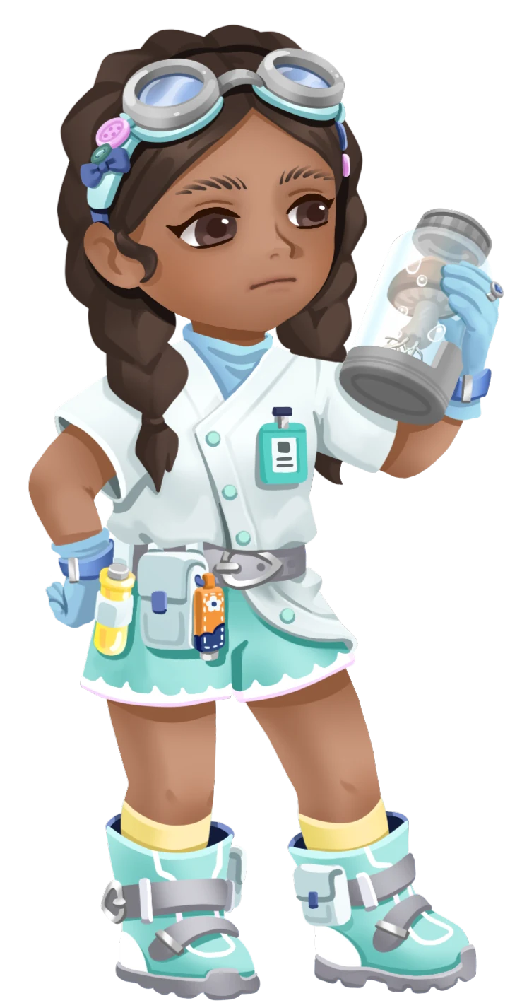 Dr. Marie, the Botanical Scientist, official full-body Loftia character art
